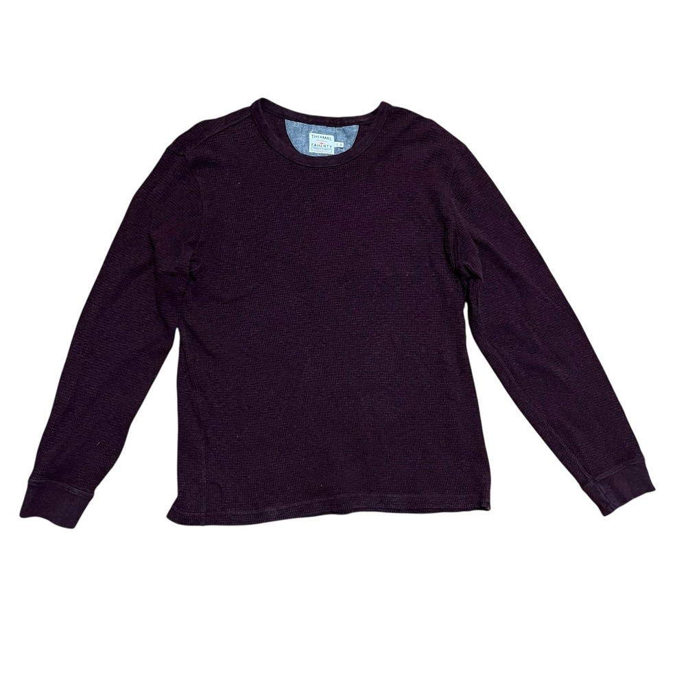 Faherty Mens Organic Cotton Thermal Waffle Knit Long Sleeve Shirt Burgundy L